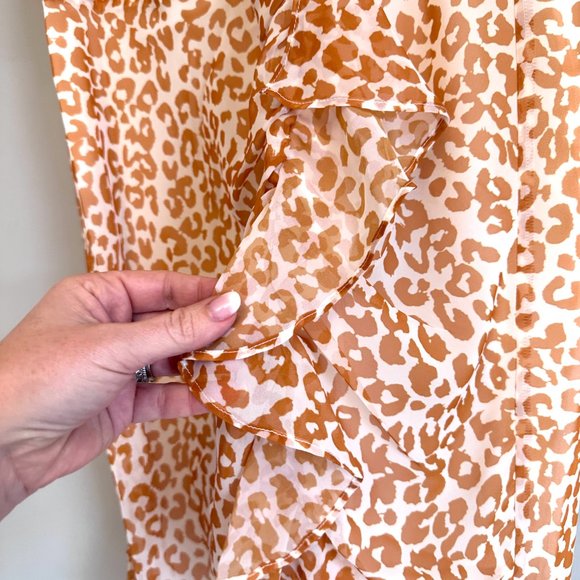 Sam Edelman NWT Anthropologie Soft Leopard Ruffle-Accent Sleeveless Dress $138 - Picture 3 of 9